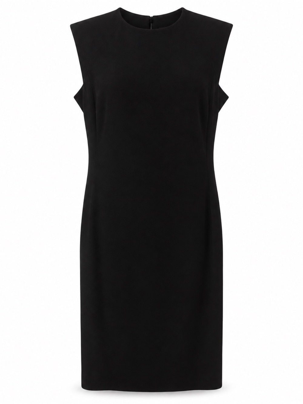 Theory Black Stretch Crepe Sleeveless Shift Dress Peaked Shoulder Size 6